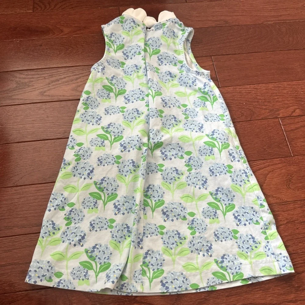 Florence Eiseman Blue Hydrangea White Collared Petal Dress Size 4